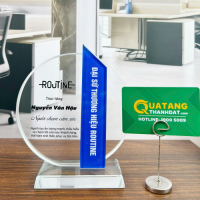 Cúp Thuỷ Tinh Tròn Xanh Cách Điệu TD-48