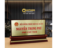 Bảng Chức Danh Gỗ Đồng Hoa Văn Trống Đồng – BVD 4