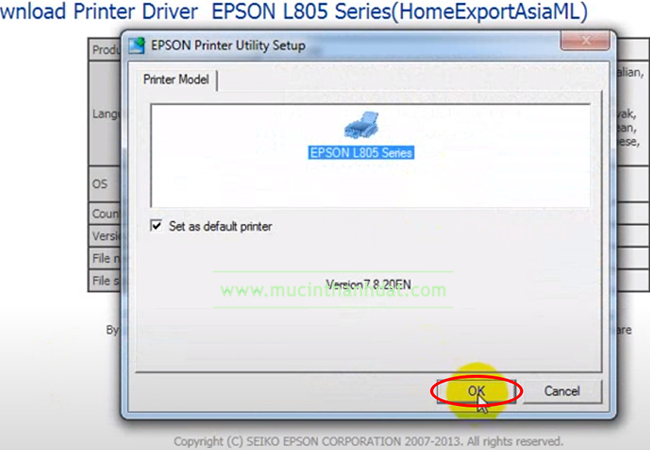 hướng dẫn cài đặt driver máy in Epson L805