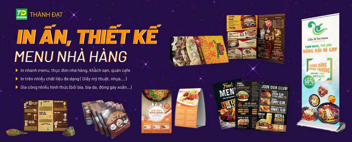 In Menu Nhựa Giá Rẻ TP.HCM, In Menu Nhà Hàng, Quán Ăn Đẹp