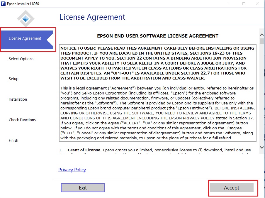 Nhấn vào mục “License Agreement”, sau đó chọn “Accept”