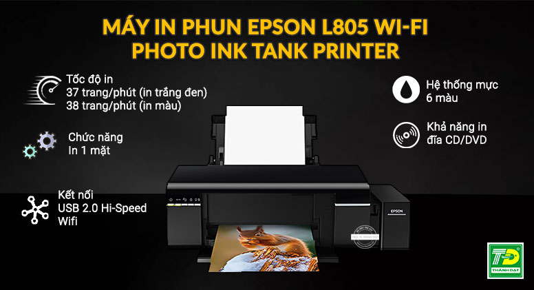 Máy in phun Epson L805 Wi-Fi Photo Ink Tank Printer